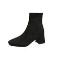 thumbnail image 3 of Women's French Style Stretch Suede Ankle Boots Square Toe Chunky Block Heel Back Zipper Slim Fit Short Booties Elegant Casual Autumn Winter Daily Dress Footwear, 3 of 8