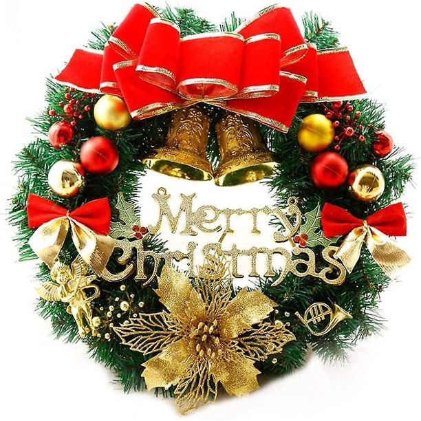 Corona Navideña, Para Colgar, Hermosas Guirnaldas Con Bolas, Decoración Para Interior Y Exterior, Fantástica Corona Con Lazo Navideño, Para Puerta, Ventana,