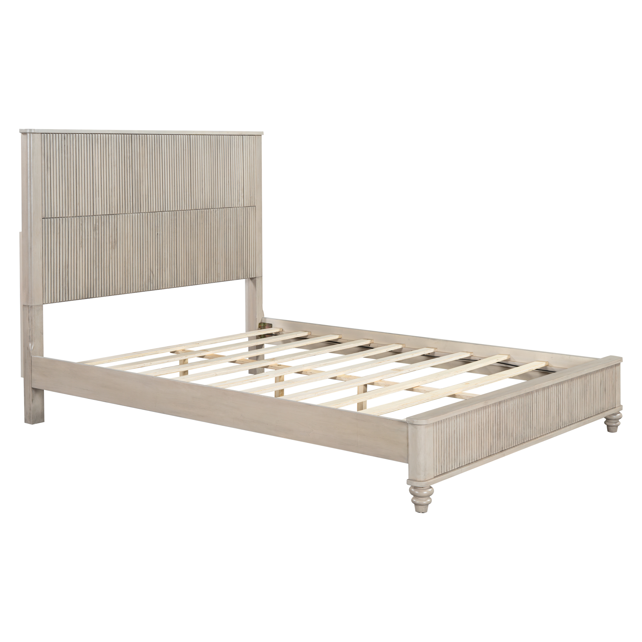 Noble House Classic Transitional Queen Platform Bed with Headboard, Solid Wood Frame, Beige