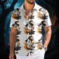 thumbnail image 6 of mgoYE Men Halloween Button T Shirt Funny Short Sleeve Crew Neck Halloween Clothes Fall T-Shirts Graphic Tee Tops Man Shirts Size L, 6 of 7
