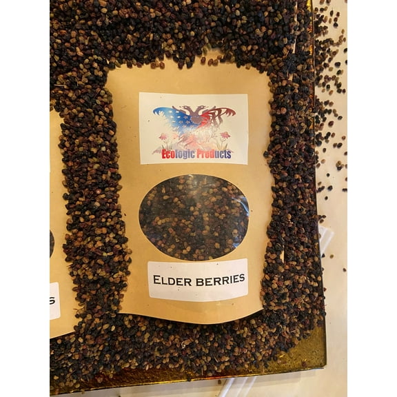 EcoProd Organic Elderberries, European Wild Crafted, 2 oz. Naturally Grown and Dried, Free Shipping