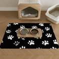 thumbnail image 2 of 12"x 19" - Small Dog Feeding Mat, Absorbent Mats for Dog Food and Water Bowl, Pet Placemat for Dogs, Cats, Puppy Accessories - (Paw Prints Black and White), 2 of 6
