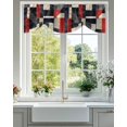 thumbnail image 2 of Abstract Color Block Tie Up Valances Curtain, Gray White Geometric Black Striped Kitchen Valances for Windows Decor, Rod Pocket Short Curtains Set for Bedroom/Bathroom, 42"x12", 2 of 9