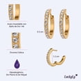 thumbnail image 4 of Aretes Mujer Oro 14k tipo Arracadas,  LuckyLy Acero Inoxidable con Baño Oro 14k y Zirconia Cúbica – Joyería para Mujer Ideal como Regalos para Mujer Cumpleaños y Regalos para Mamá, Modelo Sari blanco, 4 of 5