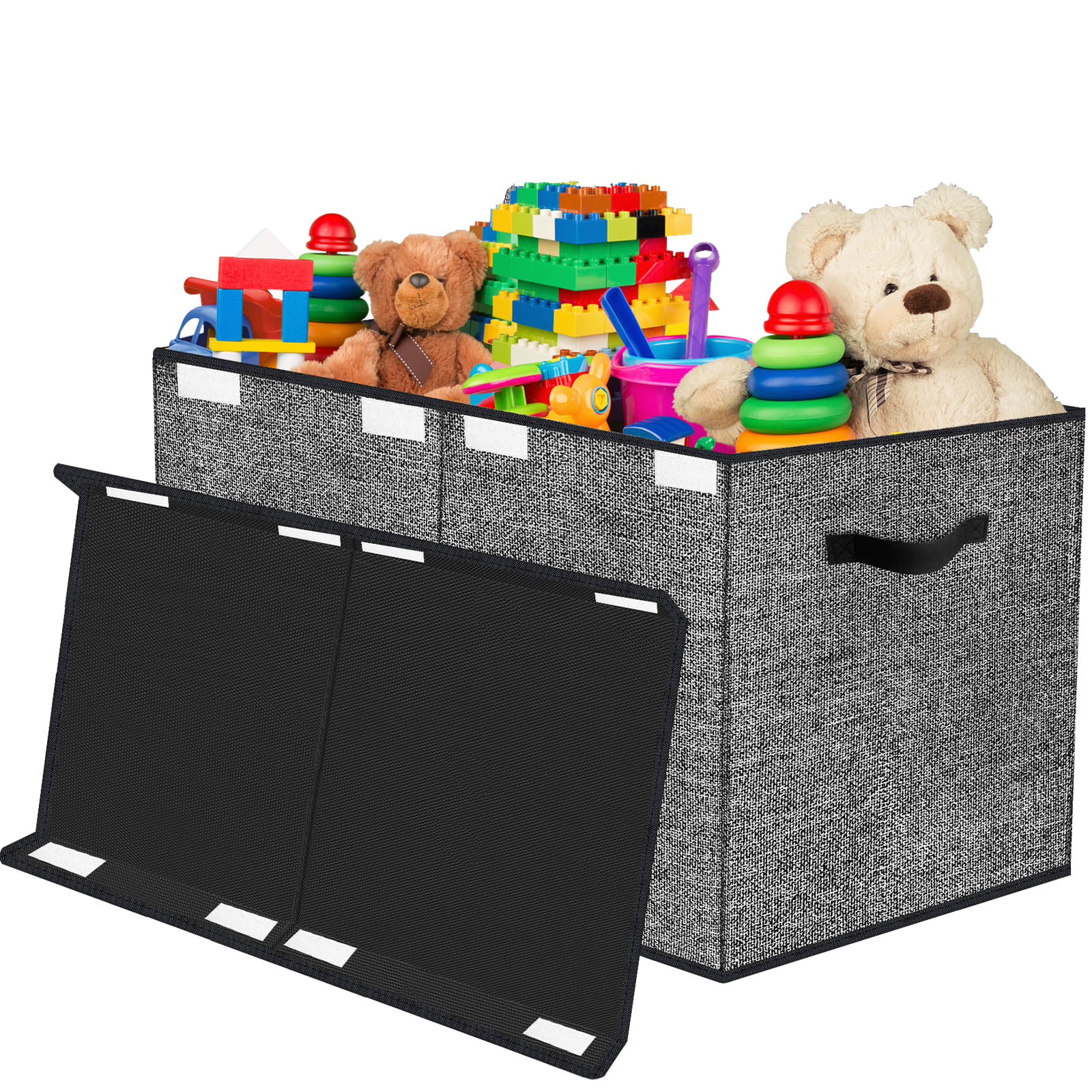 homyfort Large Toy Box Chest for Kids Boys,Collapsible Toy Bin Storage  Organizer Basket with Lids for Blanket,Toys,Toddler,Nursery,Playroom (Grey)