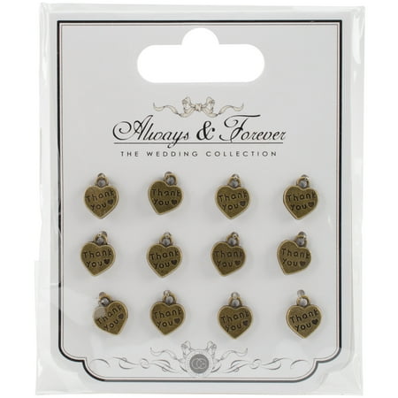 - Craft Consortium Always & Forever Metal Charms 12/Pkg-Vintage Heart Thank You