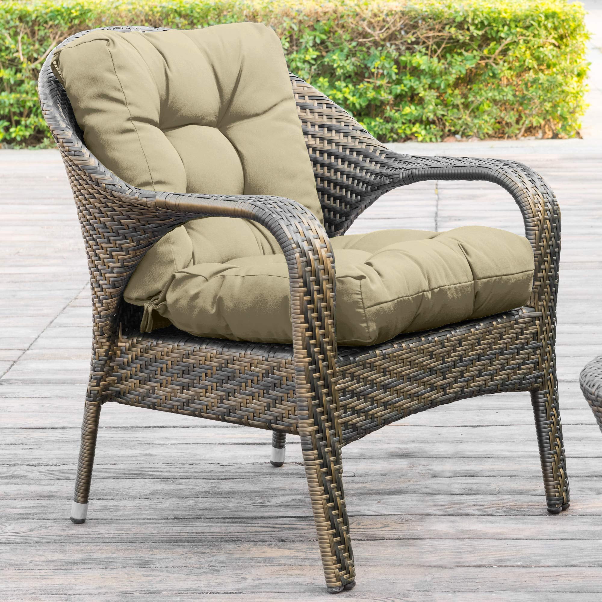 Outdoor Chair Cushion Waterproof Patio Furniture Seat Pad with Ties Fade Resistant Replacement for Rocking Chairs Dark Grey
