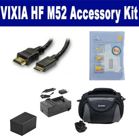 Canon VIXIA HF M52 Camcorder Accessory Kit includes: ZELCKSG Care & Cleaning, PTBP727 Battery, SDC-26 Case, HDMI3FM AV & HDMI