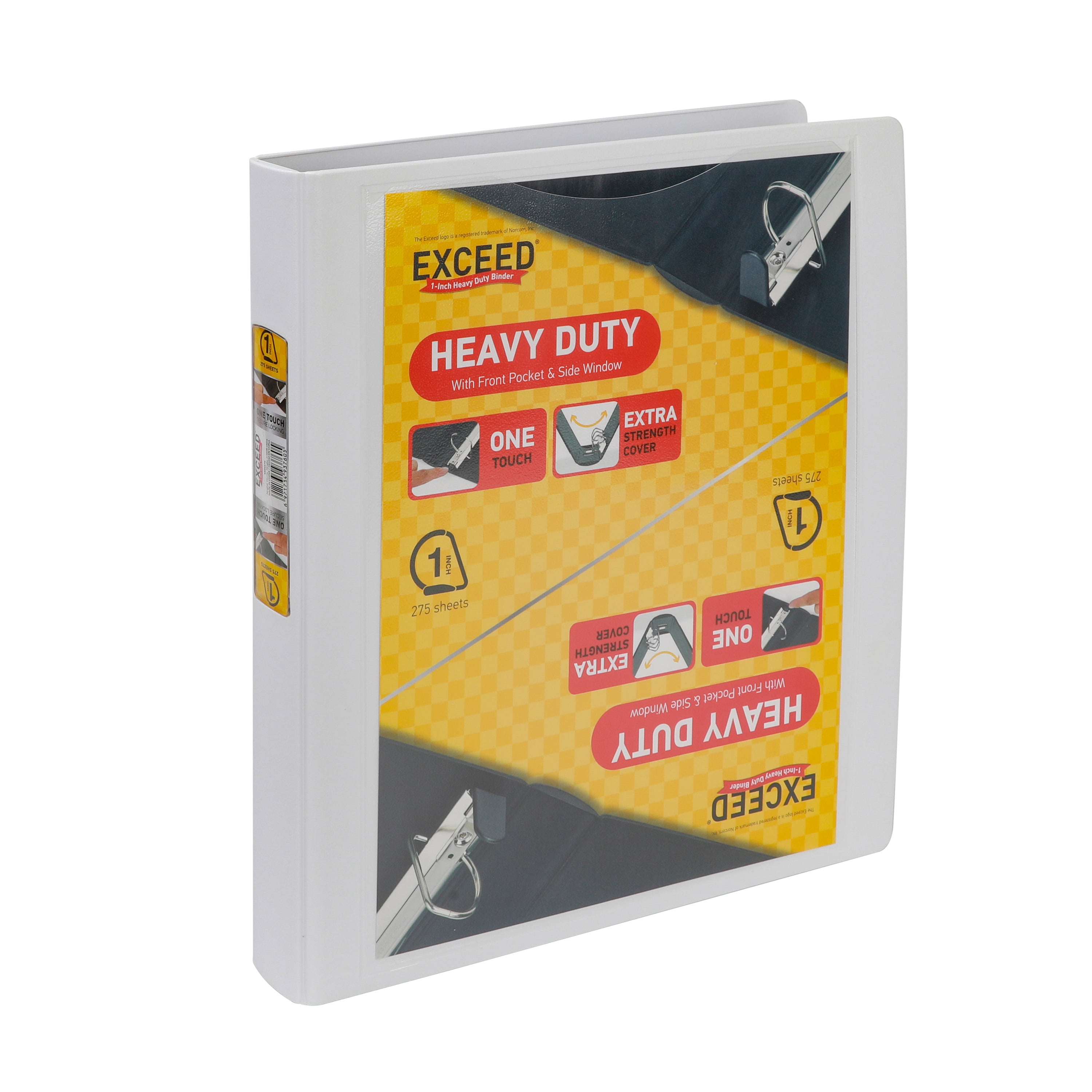 Exceed 1.5 Inch Heavy Duty Binder, White, Slant D-Ring