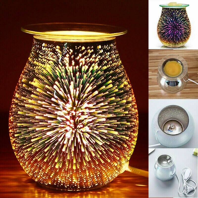 Glass Electric Oil Warmer Tart Burner Scent Cubes Wax Melt Aroma