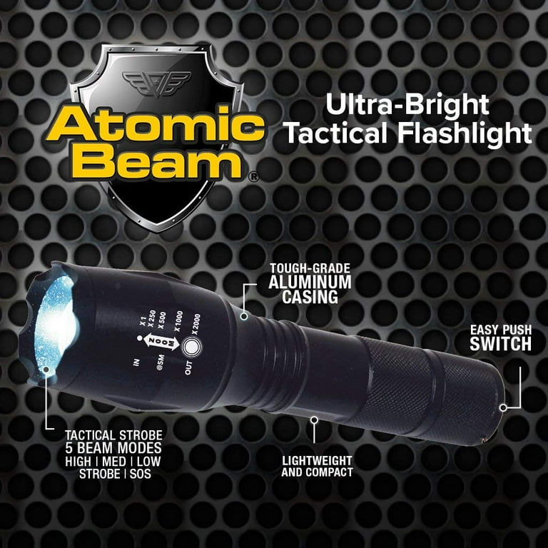 atomic beam rechargeable flashlight Atomic Beam LED Flashlight Original by BulbHead, 5 Beam Modes, Tactical  Light Bright Flashlight (1 Pack)