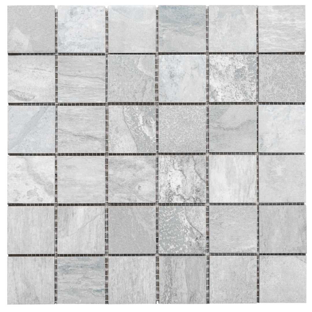 The Tile Life Wells Stone Slate 2" x 2" Blue Porcelain Mosaic Floor and Wall Tile, 1 Sheet