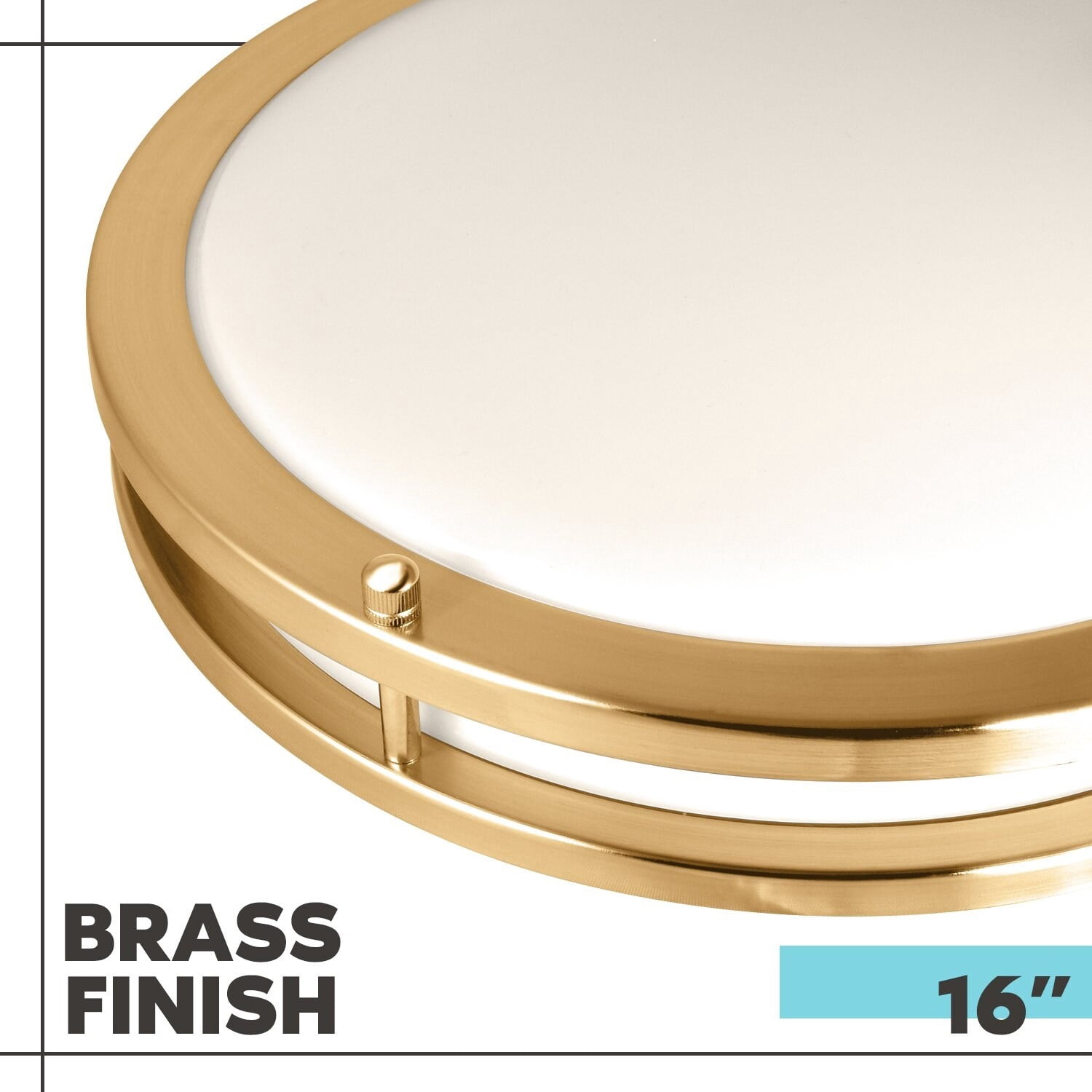 Luxrite 16 Inch LED Flush Mount Ceiling Light 5 Color Selectable Dimmable 24W 1920 Lumens ETL Listed Brushed Brass