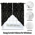 thumbnail image 3 of Swag Curtain Valances Sparrows Swag Valances for Kitchen Windows Bird Green Leaves Branches Black Short Topper Curtains Valance Tier Pair for Kitchen Bedroom Living Room Bathroom 28"x36", 3 of 8