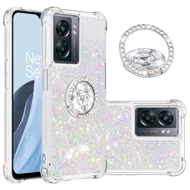 Case for FOXDOCK OnePlus Nord N300 Full Corner Protection Glitter Phone Case with Ring Holder