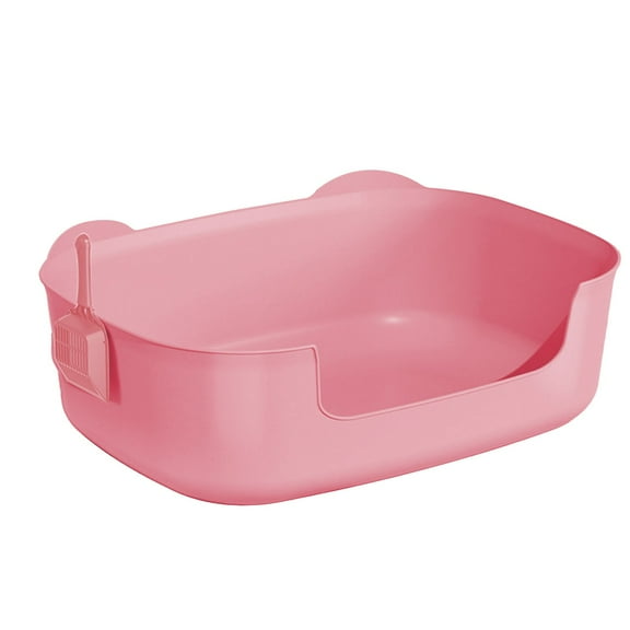 Large Cat Litter Box with High Sides,Cat Boxes for Indoor Cats,Cat Litter Pan for Kitty,Litter Box with Low Entry,Easy to Clean,Anti-Splashing (Pink)
