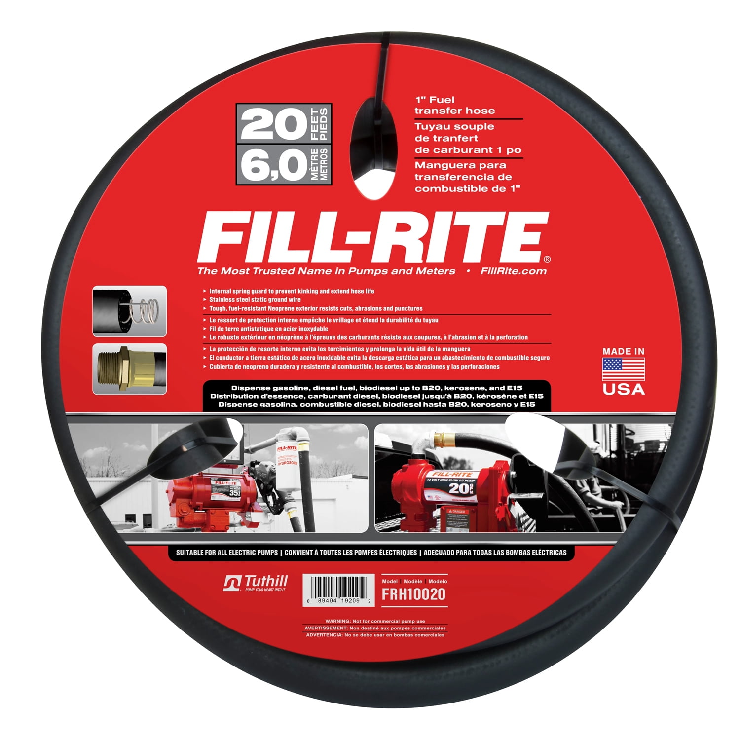 Fill-Rite FRHA10020 1-Inch x 20-FootStatic Wire Internal Spring Guard Hose 