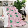 thumbnail image 3 of Kainsy Flamingo Blanket for Girls Pink Flamingo Throw Blankets Soft Flannel Fleece Blanket for Kids Hawaii Palm Leaf Fuzzy Blanket for Bed Chair Car Sofa Couch Baby New Born Birthday Gifts(40"x50"), 3 of 9