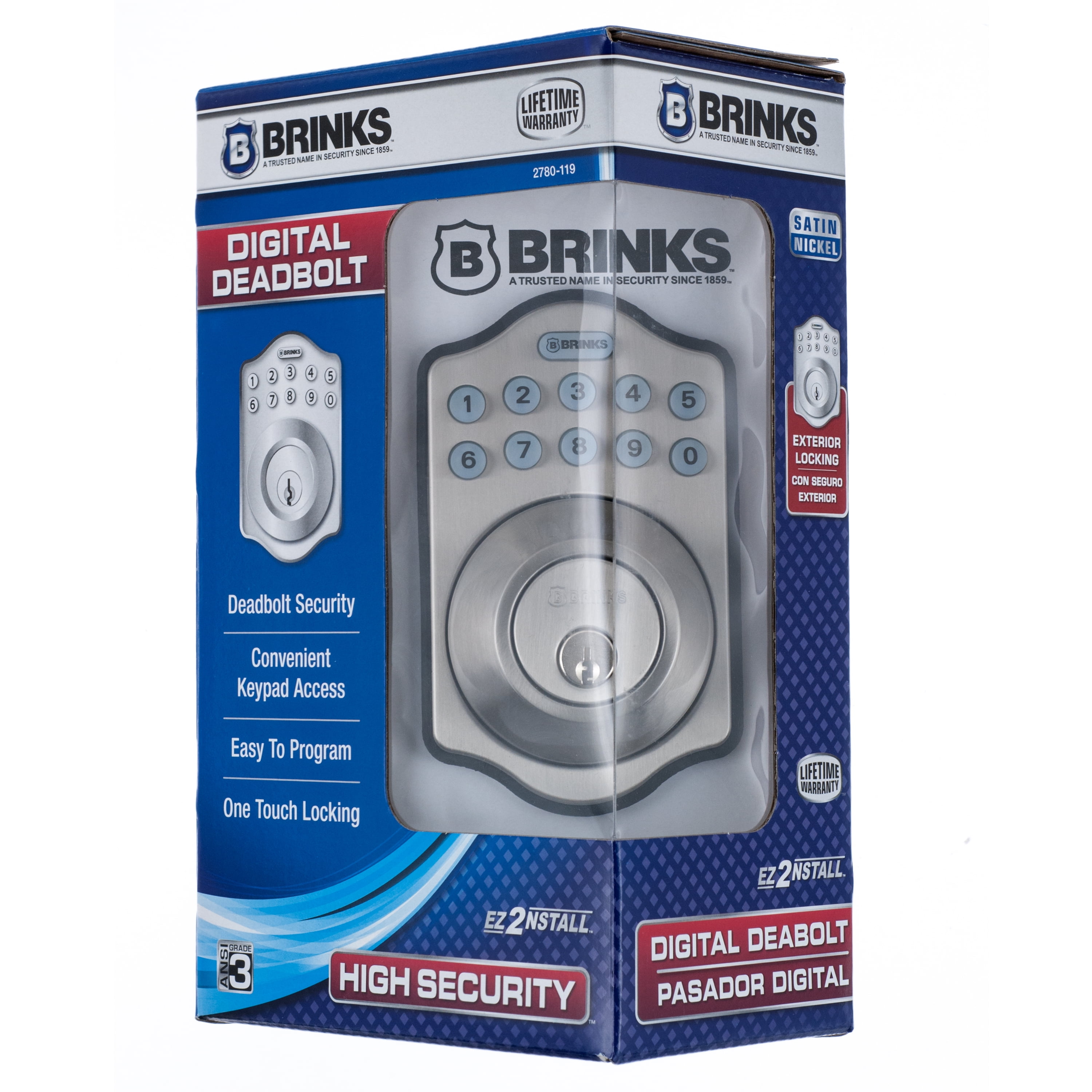 Brinks Electronic Deadbolt in Satin Nickel Finish
