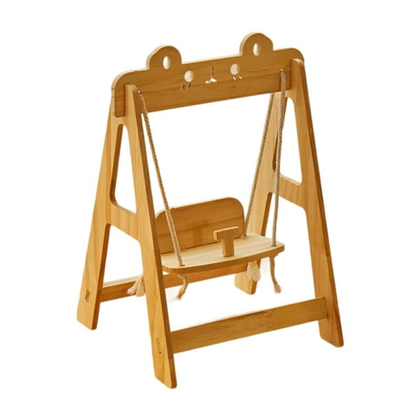 Columpio de muñeca, accesorio de juego de simulación, silla de salón de madera para decoración de exhibición profesional Conejo