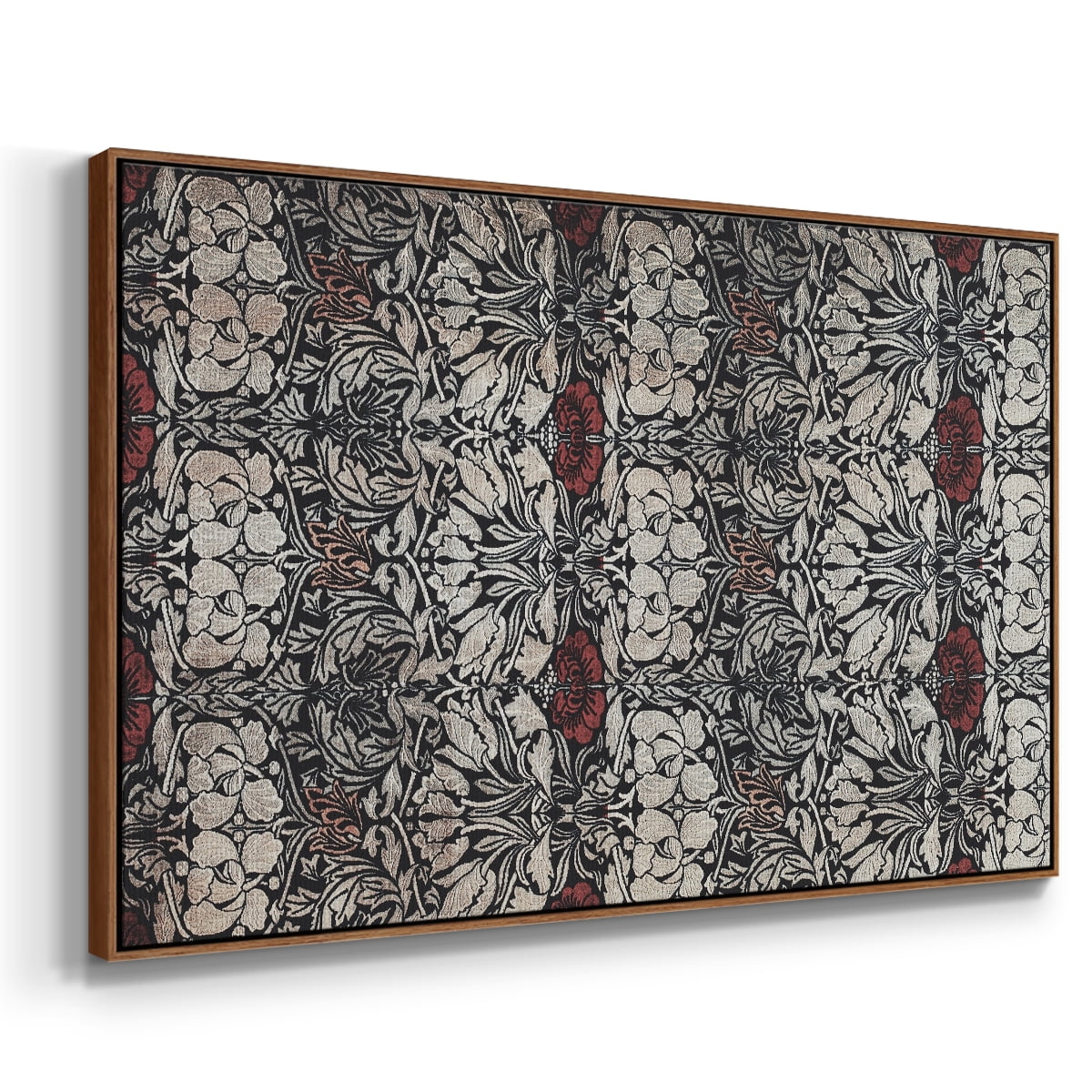Vintage Abstract Print-XXII Framed in Walnut Wood Gallery Wrapped Canvas 17 in. x 25 in.