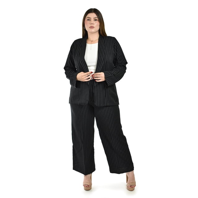 Conjunto sastre a rayas Roman Fashion /Tallas Extras, 2715 (Negro) negro 36