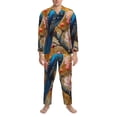 thumbnail image 3 of Fotbe Bluebird Blossom Elegance Pijama de Hombre con Estampado de Manga Larga, Conjunto de 2 Piezas, Ropa de Dormir Suave y Cómoda con Bolsillos-Large, 3 of 7