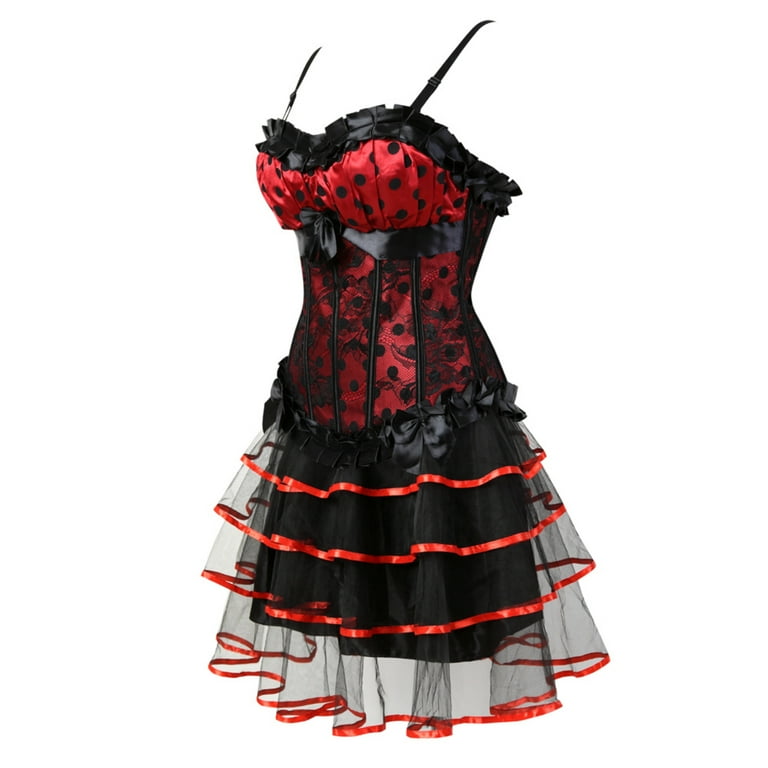 white christmas dresses Miss Circle Women's Sacha Drop Waist Corset Puffy Mini Dress - Red main image 1