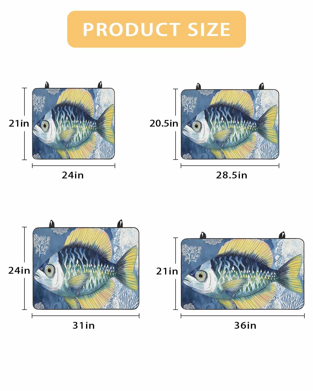 nqOlkjepod Large Induction Cooktop Protector Mat 24"x21", Coastal Blue Yellow Fish Stove Top Covers for Electric Stove, Summer Ocean Coral Plant Stove Burner Cover Mats, Glass Top Stove Cover
