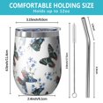 thumbnail image 5 of 12oz Stemless Wine Tumblers White Butterfly Blue Flower Pattern Vacuum Insulated Stainless Steel Travel Tumbler Cups Mug with Lid and Straw for Champaign,Cocktail,Beer with Cleaning Brush, 5 of 5