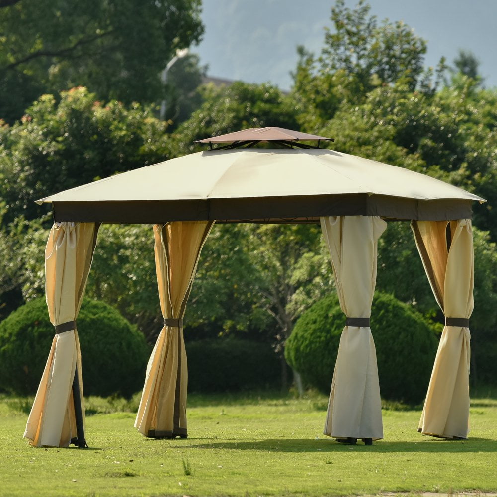 Tcbosik 10' x 10' AllSeason Permanent SoftTop Patio Gazebo, Outdoor