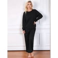 thumbnail image 3 of Women'S Autumn Two-Piece Suit Long-Sleeved Pullover Wide-Leg Pants Matching Casual Set Fashion Clothing Black M, 3 of 5