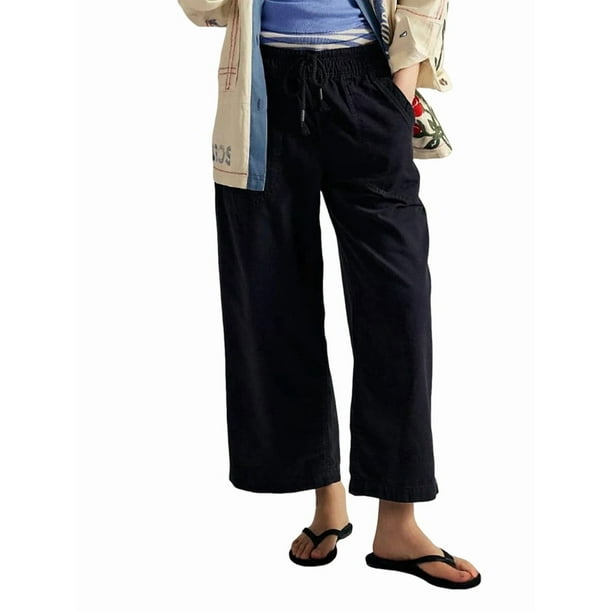 Pantalones Vaqueros Estilo Barril para Mujer, Informales, Anchos, Elásticos, de Tiro Medio, Estilo Boyfriend, Y2k, Holgados, con Cordón. Negro S