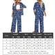 thumbnail image 2 of Camisa de Manga Conjunto de blusa de solapa y pantalón de pierna ancha para mujer, traje informal y cómodo para el hogar Ygjytge Azul T XL para Mujer, 2 of 7