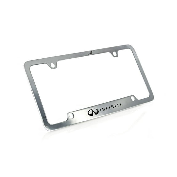 Infiniti wordmark on Chrome Plated brass License Plate Frame Holder 4 Hole