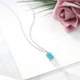 thumbnail image 4 of Gem Stone King 925 Sterling Silver Green Turquoise and White Diamond Pendant Necklace for Women | 1.83 Cttw | Gemstone Birthstone | Emerald Cut 9X7MM | With 18 inch Silver Chain, 4 of 4