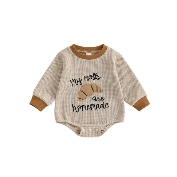 Elippeo Baby Girl Boy Thanksgiving Romper Letter Embroidery Long Sleeve Crew Neck Jumpsuit for Winter Fall  3 6 12 18 24 Months