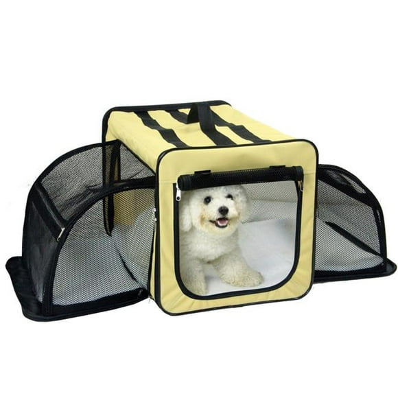 Pet Life H5KHXL Capacious Dual Expandable Wire Dog Crate, Khaki - Extra Large