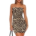 thumbnail image 1 of Vestido OFEEFAN de verano sin tirantes con estampado de leopardo para mujer, 1 of 4