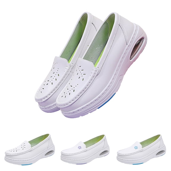 Havenx Nurse Shoes for Women Air Cushion Breathable Anti-Slip Nursing Restaurant Work Walking Loafers Slip on Comfortable Long Shifts Healthcare Work Shoes,White 38(US-7)