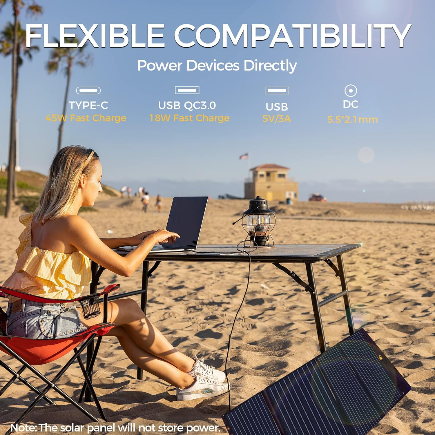 100W Portable Solar Panel, 18V Foldable Solar Charger for Jackery/Anker/FlashFish/Bluetti/Goal Zero/Rockpals Power Station and with USB, Type-C PD Output