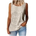thumbnail image 7 of Staron Women's Casual Sequin Tank Top Round Neck Sleeveless Solid Basic Comfy Relaxed Party Night Out Club Tops, Silver L, 7 of 7