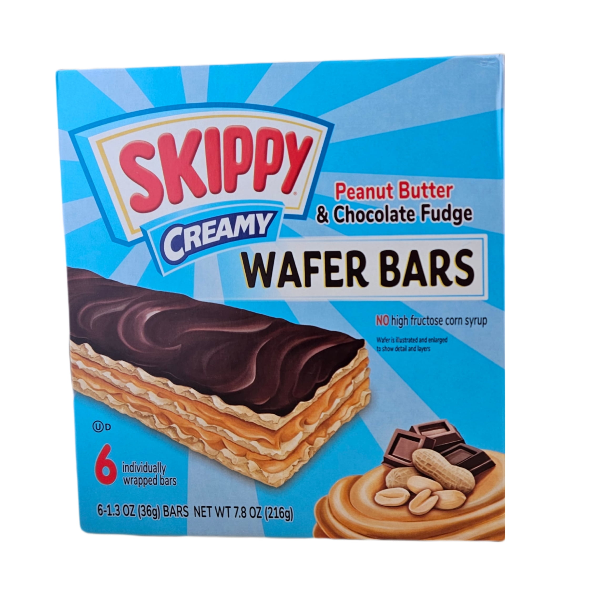 SKIPPY Creamy Peanut Butter And Chocolate Fudge Wafer Snack Bar, 7.8 oz and Peanut Butter And Grape Jelly Coated 7.8 oz