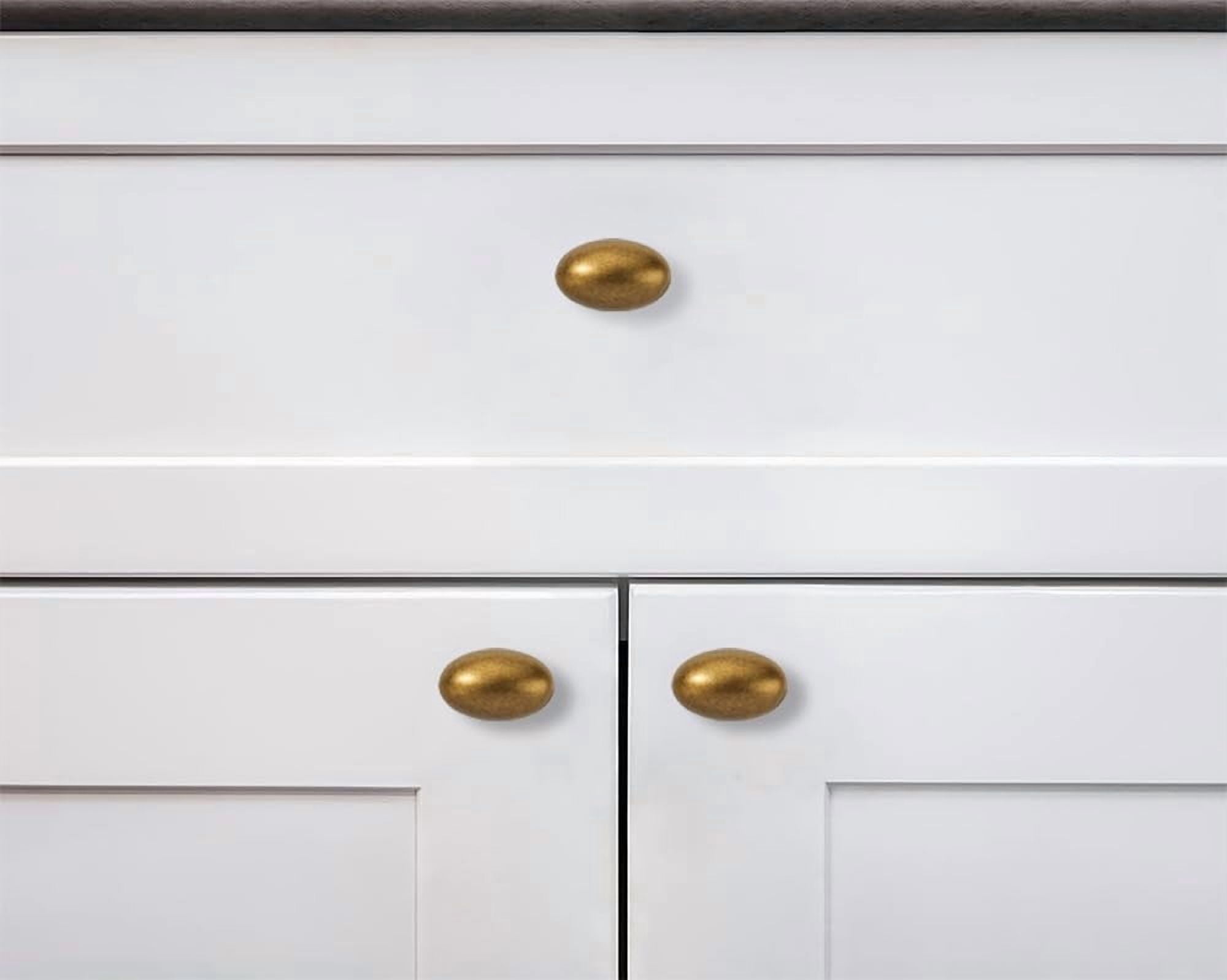10 Pack 1-3/8 inch(35mm) Antique Brass Cabinet Knobs Dresser Knobs Oval Drawer Knobs Kitchen Cabinet Hardware Egg Knobs for Dresser Drawers