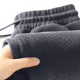 thumbnail image 6 of Men's Straight Leg Waffle Pants,Elastic Drawstring Waist Loose Fit Casual Trousers, Lightweight Breathable Textured Daily Streetwear Clothes with Pockets Dark Gray 5XL, 6 of 6