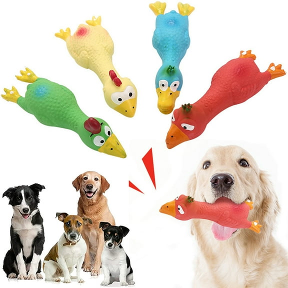 Walbest Dog Squeaky Toys, Dog Small Screaming Chicken Toys, Long Soft Rubber Chew Molar Dog Toys for Puppy Small Medium Dogs, Green
