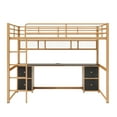 thumbnail image 5 of Euroco Metal Full Size Loft Bed with Storage Shelf and Built-in Desk Cabinet, Gold, 5 of 13
