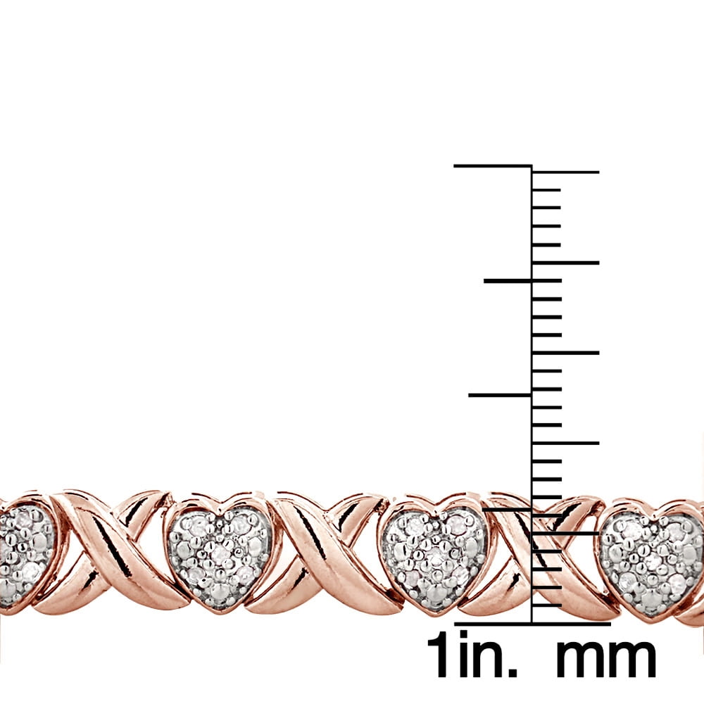 Rose Gold Tone 1.00ct Diamond X & Heart Tennis Bracelet