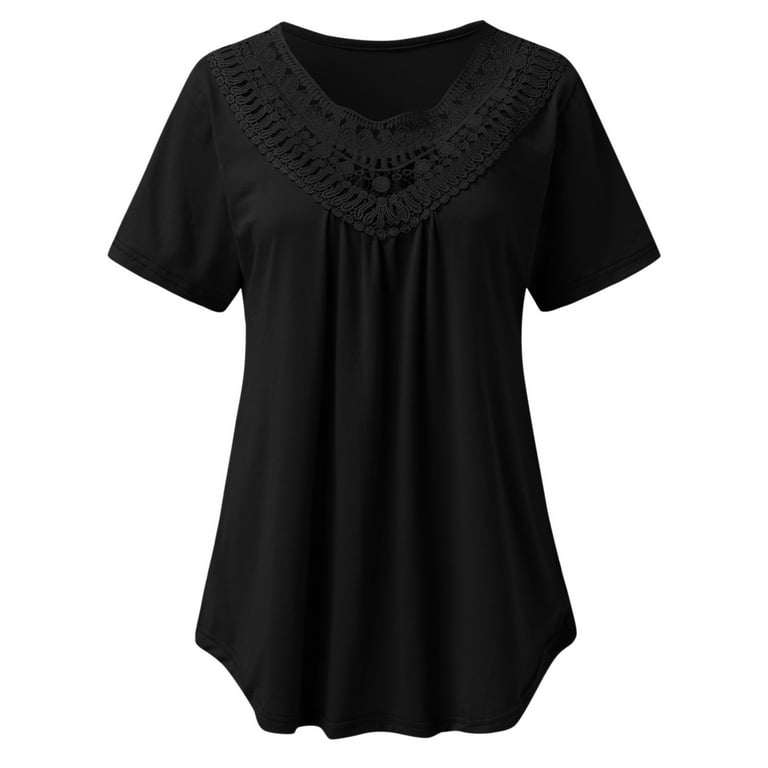 Womens Running Tee Shirts All Womens Womens Long Sleeve Spandex T Shirt  Women Plus Size Summer Casual Lace Shirts Round Neck Short Sleeve Tee Tops