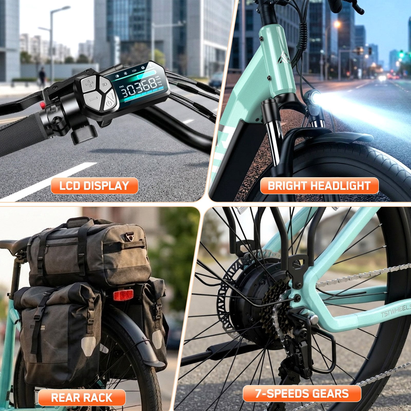 TST Electric Bike for Women, Peak 1000W E-Mountain Bicycle, 27.5" Tire EBike with 48V/15Ah Battery